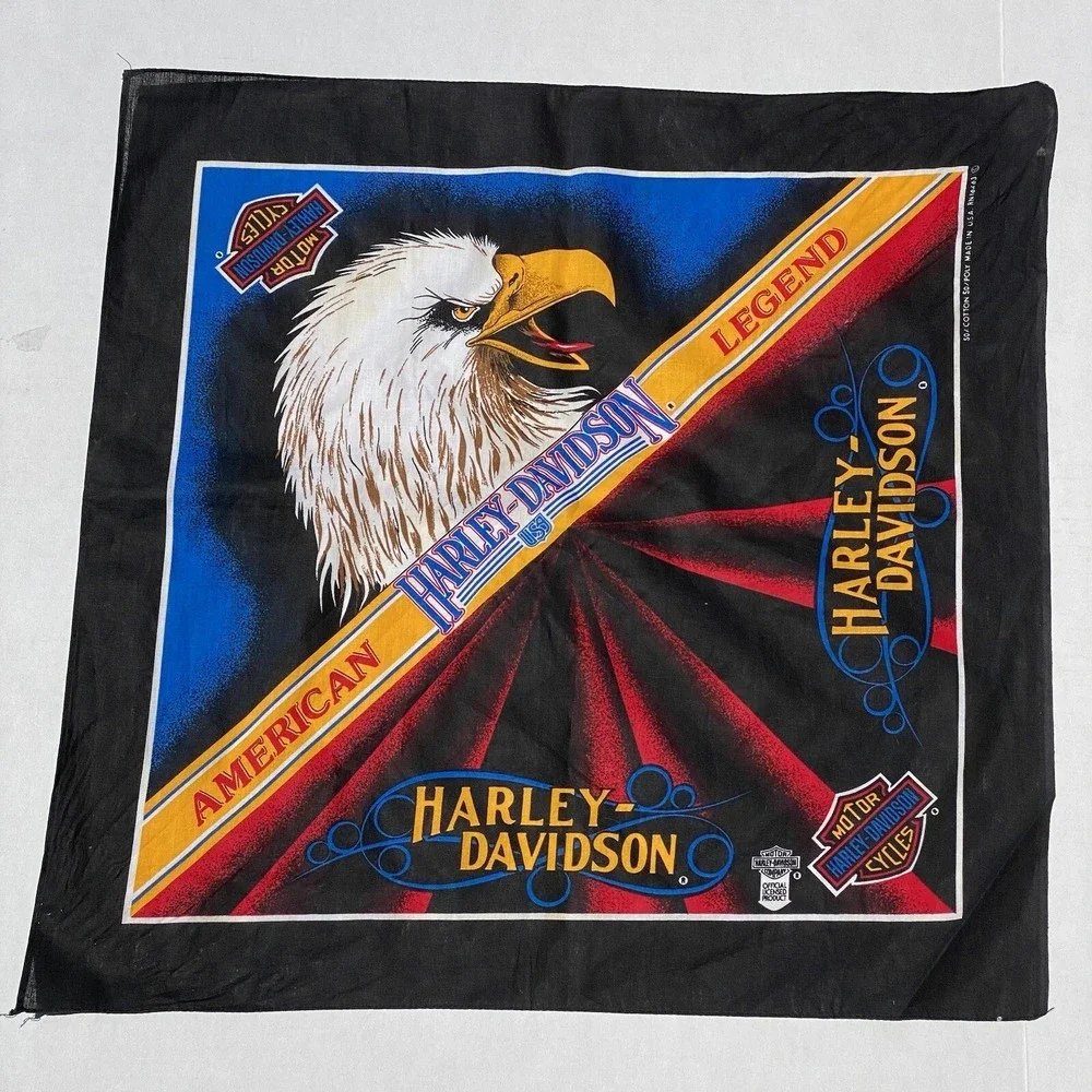 New VTG Harley Davidson Scarf Bandanna Eagle Flag 21